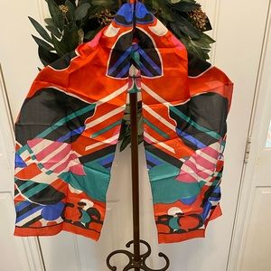 Vintage Retro 70s Silk Scarf Hair Scarf Neck Scarf Purse Scarf Geometric Print